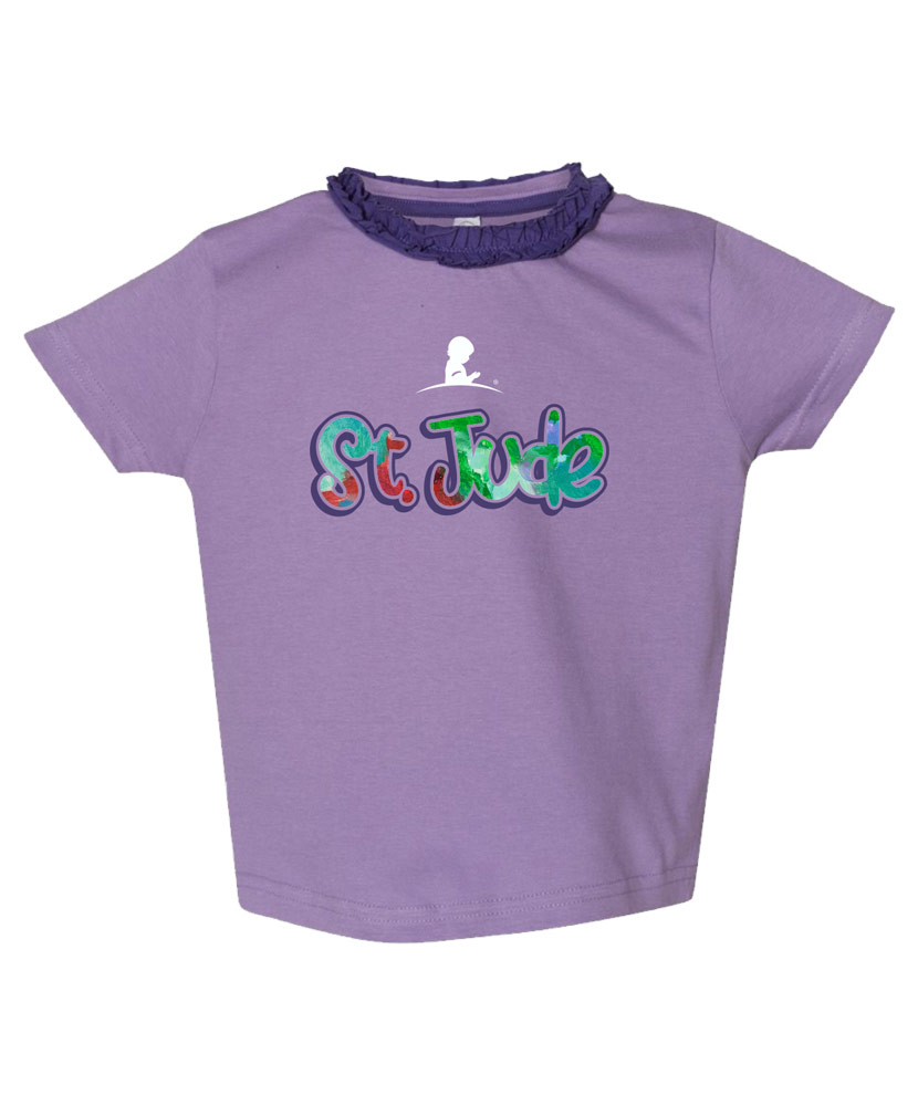 Toddler Ruffle Neck Purple T-Shirt